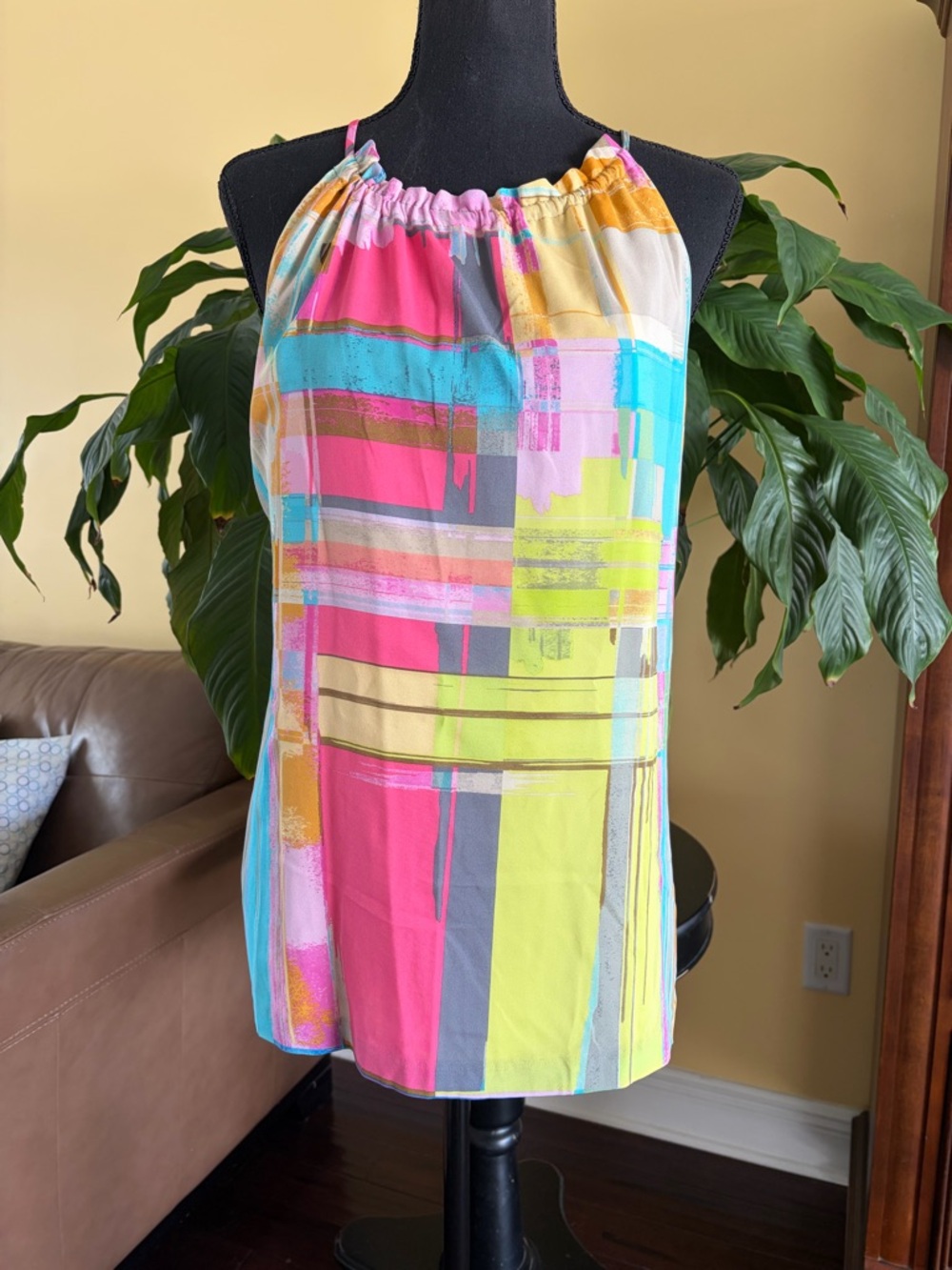 Trina Turk multi color abstract print halter top - Medium.